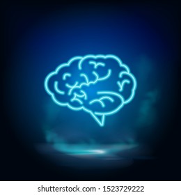 Brine, brainstorming neon vector icon. Blue neon, Business neon vector icon.