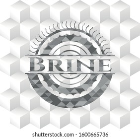 Brine grey emblem. Vintage with geometric cube white background