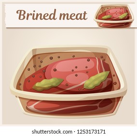 Brined meat for barbequey icon. Cartoon vector illustration. Series of food and drink and ingredients for cooking