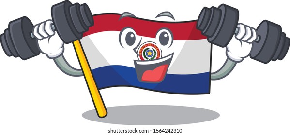 With bring barbell cartoon flag paraguay in with mascot