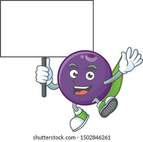 Bring board acai berries cartoon on white background