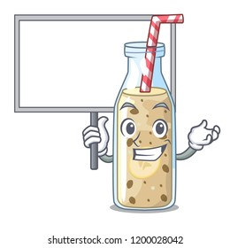 Bring board banana smoothie on a cartoon table
