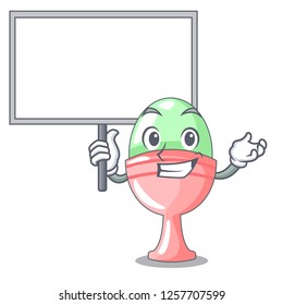 Bring board boiled egg cup isolated on mascot