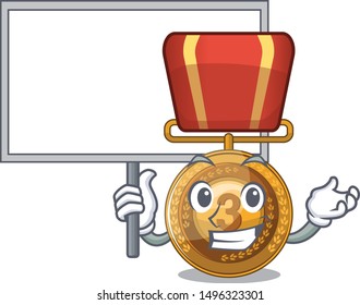 Bring board bronze medal isolated with the mascot
