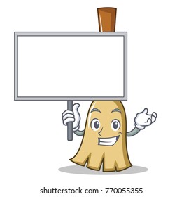 Bring board broom character cartoon style