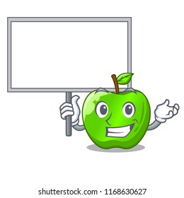 Bring board cartoon of big shiny green apple