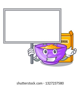 Bring board cereal box in a cartoon bowl