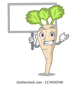 Bring board character parsnip root with leaf cartoon