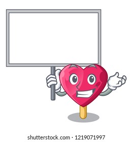 Bring board chocolate heart on ice cream cartoon