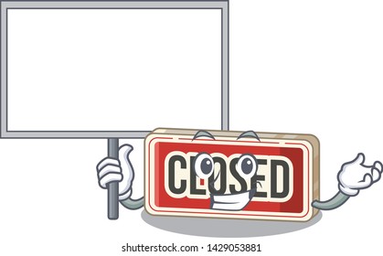 Bring board closed sign isolated with the mascot