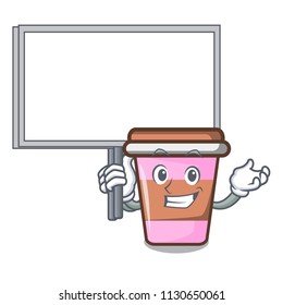Bring board coffee cup character cartoon vector illustration