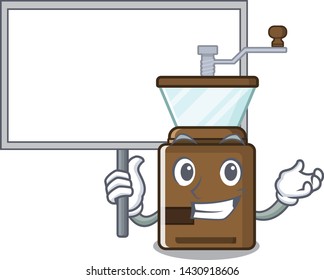 Bring board coffee grinder isolated in the mascot