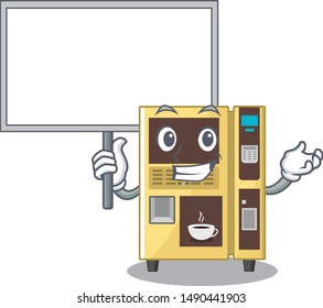 Bring board coffee vending machine isolated the mascot