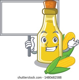 Bring board corn oil in a cartoon bowl
