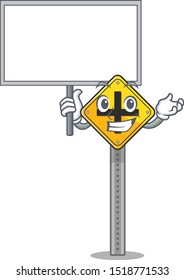 Bring board crossroad sign cartoon shape the mascot