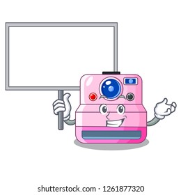 Bring board cute retro instant camera on cartoon