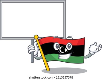 Bring board flag libya mascot shaped on character