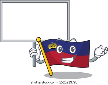 Bring board flag liechtenstein mascot with isolated character