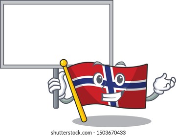 Bring board flag norway character shaped on cartoon