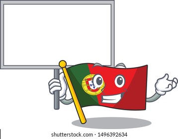 Bring board flag portugal character in shape cartoon
