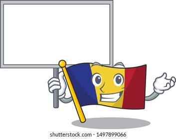 Bring board flag romania isolated with the mascot