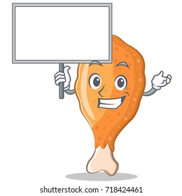 Bring board fried chicken character cartoon vector illustration