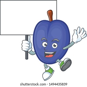 Bring board fruit prunes cartoon on white background.