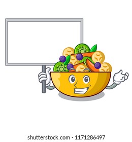 Bring board fruit salad in glass bowl cartoon