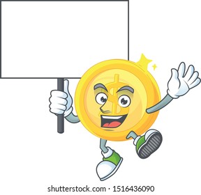 Bring board gold coin with design character mascot