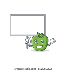 Bring board green apple character cartoon