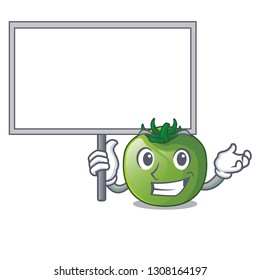 Bring board green tomato in cartoon vegetable basket