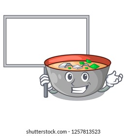 Bring board japanese miso soup in cartoon bowl