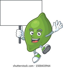 Bring board lime fruit character on white background