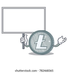 Bring board Litecoin character cartoon style
