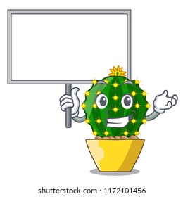 Bring board mammillaria cactus planted in a cartoon pot