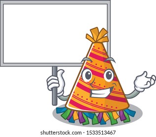 Bring board party hat character isolated in cartoon