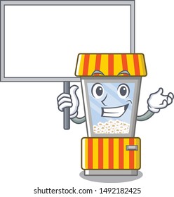 Bring board popcorn vending machine cartoon isolated mascot