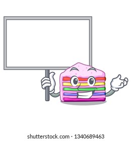 Bring board rainbow cake on plastic cartoon plate