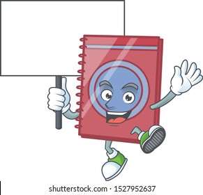 Bring board red closed book with character mascot