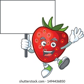 Bring board red strawberry for design character mascot