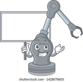 Bring board robotic arm machine isolated on character