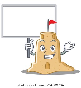 Bring board sandcastle character cartoon style