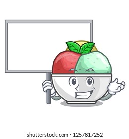 Bring board sorbet ice cream in cup cartoon