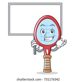 Bring board tennis racket character cartoon