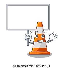 Bring board traffic cone on road cartoon shape