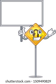 Bring board u turn sign on edge road cartoon