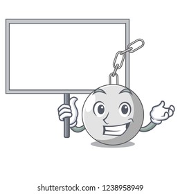 Bring board wrecking shattering ball on wall cartoon