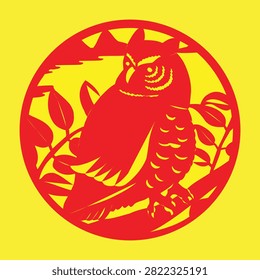 Bring a bold, artistic touch to your brand identity with this striking circular vector emblem featuring a majestic horned owl. Perched carefully on a forest branch surrounded by detailed foliage, the graphic uses a high-contrast red and yellow dual-tone aesthetic to command immediate visual attention. This versatile art asset is perfect for nature preserves, wisdom-focused educational institutions, eco-conscious apparel brands, and creative outdoor identity designs.#OwlLogo #WildlifeEmblem #NocturnalBird #NatureDesign #VectorIllustration #ForestWildlife #BirdOfPrey #GraphicArt #VintageBadge #WisdomSymbol