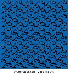 Traga a calma do mar para os seus projetos com este padrão de ondas do oceano sem costura desenhado à mão, perfeito para projetos temáticos de praia, tecidos, papéis de parede e arte digital criativa.