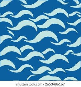 Traga a calma do mar para os seus projetos com este padrão de ondas do oceano sem costura desenhado à mão, perfeito para projetos temáticos de praia, tecidos, papéis de parede e arte digital criativa.